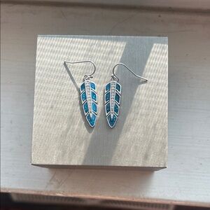 Montana Silversmiths Silver and Blue Feather Earrings